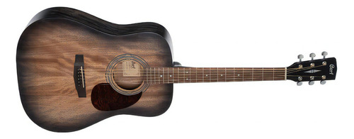 Guitarra Acústica Folk Cuerdas De Acero Cort Earth60m Color Poro Abierto Negro Translucido Material Del Diapasón Merbau