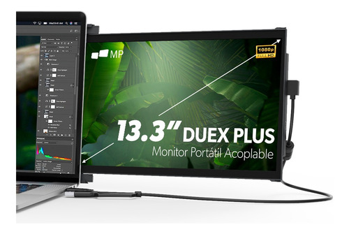 Monitor Portátil 13.3 Full Hd Mobile Pixels Duex Plus Color Negro