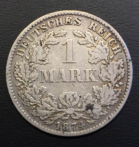Ale093 Moneda Alemania Imperio 1 Mark 1874 D F Plata Ayff