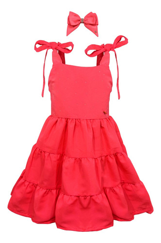 Vestido Rosa Neon Babado Infantil Juvenil 3 Marias Menina
