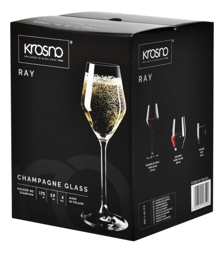Copa De Champagne O Prosecco Cristal Krosno Línea Ray Set X4