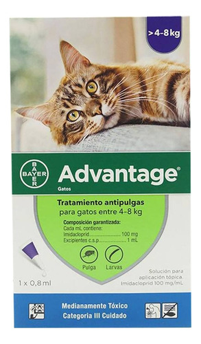 Pipeta Antiparasitaria Gatos Advantage 4 A 8 Kg