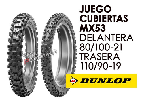 Imagen 2 de 6 de Juego Cubierta Dunlop Mx53 80 / 100 - 21 Y 110 / 90 - 19