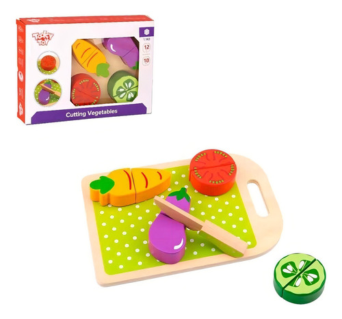 Juego Didactico Cortando Frutas Verduras De Madera Tooky Toy