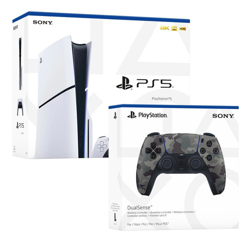 Consola Ps5 Slim Con Lector + Mando Dualsense Camuflado Gris