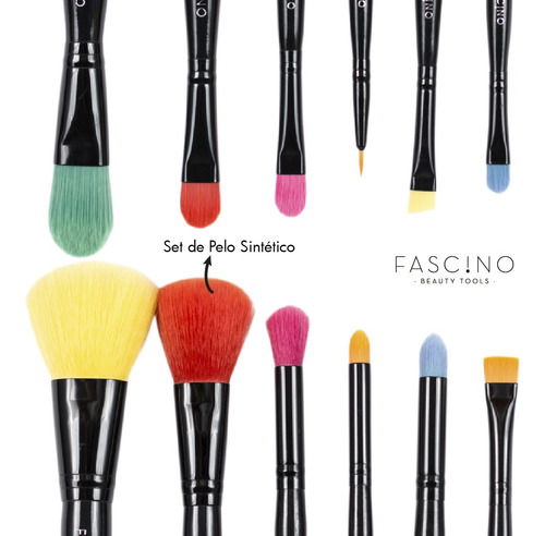 Imagen 2 de 10 de Set 6 Brochas Y Pinceles Make Up Doble Función Fascino