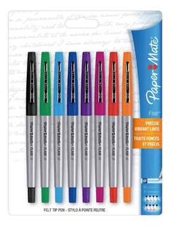 8 Plumones Paper Mate Flair Colores Plumín Punto Ultrafino