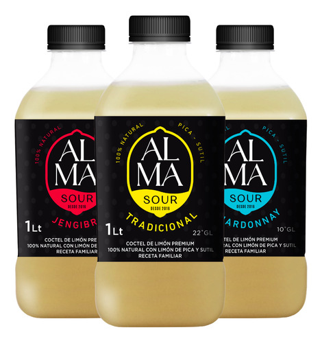 Alma Sour 1 Lt.  Pack 3 Sabores X 1lt Cada Uno.