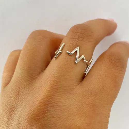 Anillo Juvenil L nea De Vida Ajustable Plata Italiana S925