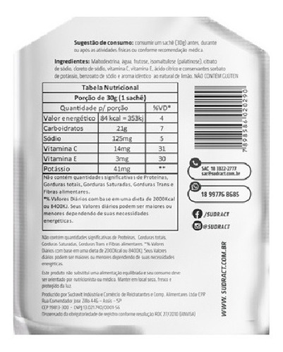 Caixa Energy Pro Gel 15 Sachê De 30g Banana Com Açai Sudract