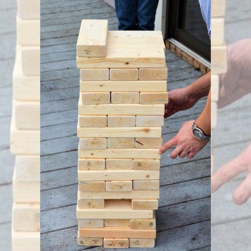 Jenga Gigante De Madera Natural 20 Pz Juego Familiar Bora