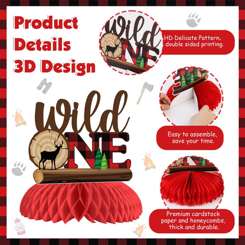 Decoraciones De Primer Cumpleaños De Lumberjack 8pcs Wild De