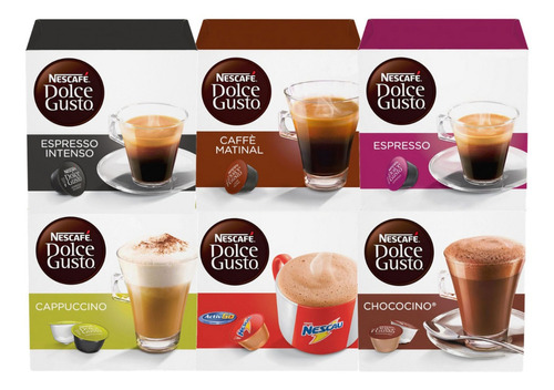 60 Capsulas Dolce Gusto, Capsula Cafe, Nescau, Cappuccino