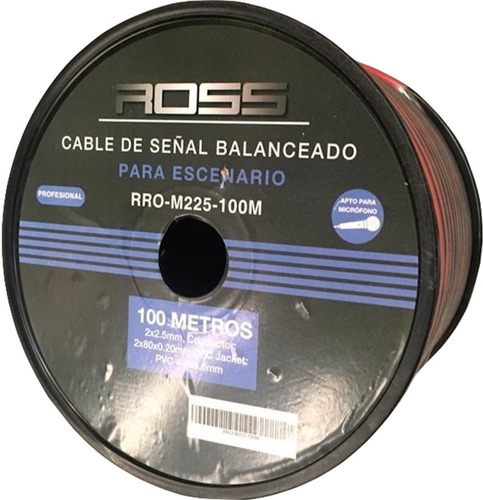 Ross Cable De 2 X 2,5mm Para Bafle / Parlante - Rollo 100m