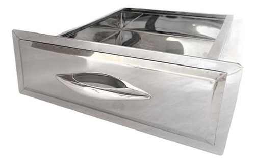 Gaveta Churrasqueira Aço Inox Com Moldura Pegador Universal