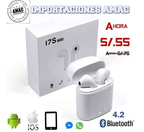 Mini Auricular Bluetooth I7s Tws + Caja // Earpods Y AirPods