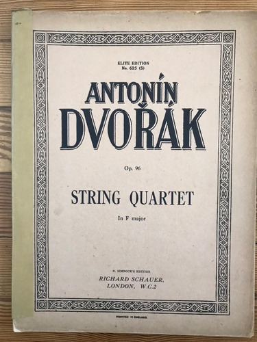 Partitura Dvorak Cuarteto De Cuerdas En Fa Mayor Op. 96