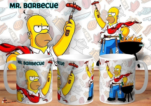 Taza - Tazón De Ceramica Homero Simpsons Mr Barbecue 4k Art