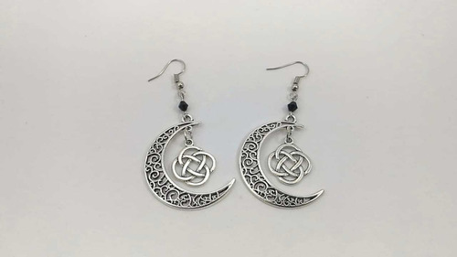 Aretes Luna Brocado Nudo Goth Dark Gotico