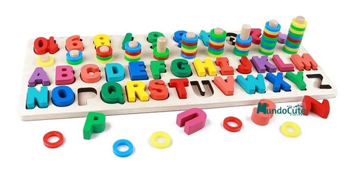 Imagen 3 de 5 de Ábaco Números Y Letras Madera Juguete Didáctico Juguetes