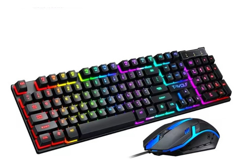 Teclado Gamer Con Luces Rgb + Mouse Twolf-tf200 - Qwerty