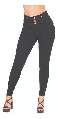 Jeans Casual Dama Corte Colombiano Stretch Negro 070-16