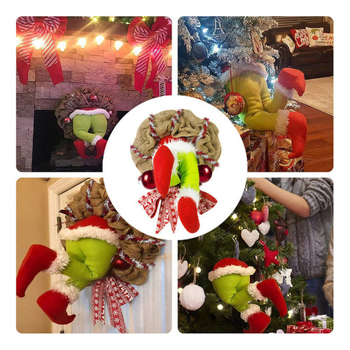 Corona De Felpa Navideña Grinch Para Decoración De Puerta