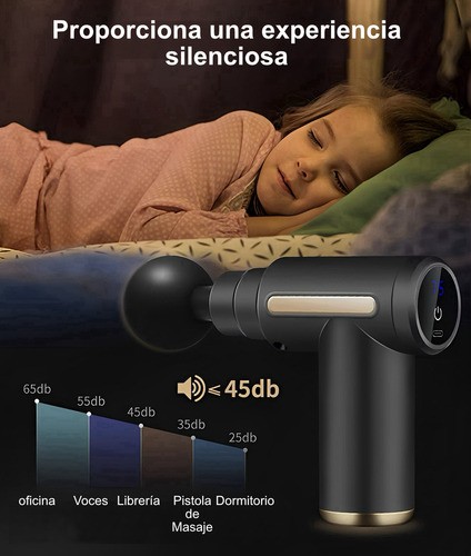Pistola De Masaje Masajeador Muscular Portatil 4 Cabezas Color Gris Oscuro