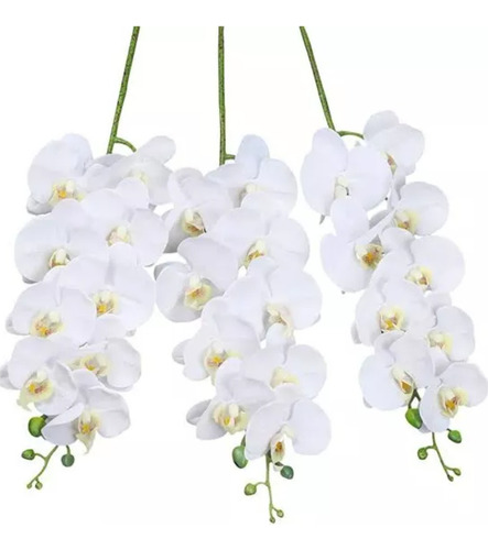 40 Varas De Orquídea Artificial Tacto Natural Blanca.