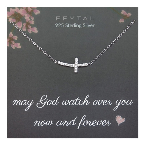 Efytal Christian Gifts For Women, Cz Sterling Silver Cross