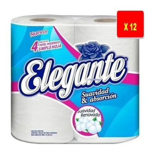 Papel Higienico Elegante 30 Mts. Bolsón De 12 Paquetes