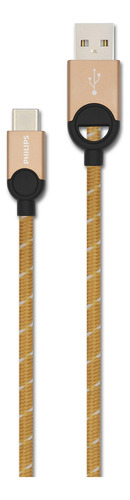 Cabo Carregador Usb Tipo C Philips Premium Usbc Cor Dourado