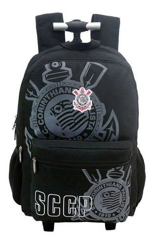 Mochila Com Rodas Corinthians Sccp Preta