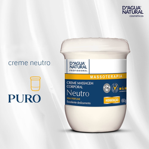 Creme Massagem Corporal Neutro 650g Dagua Natural Hidratação
