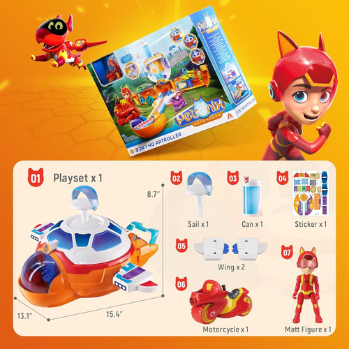 Petronix Defenders 3 En 1 Patrullero Hq Con Luz Y Sonido