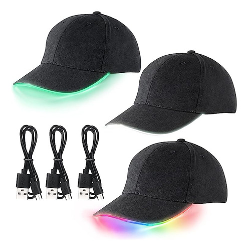 3 Piezas Led Sombreros Iluminados Para Beisbol Luz Brillante