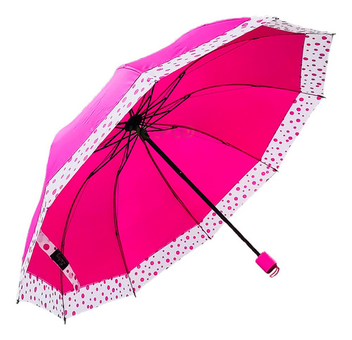 Guarda-chuva Grande Reforçado Contra Vento Cabe Na Bolsa Cor Rosa-escuro