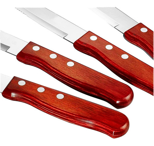 Cuchillos Set X4 Cocina Chef Para Carnes Bbq Madera Steak