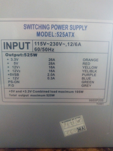 Imagen 2 de 3 de Fuente De Poder Atx 525w