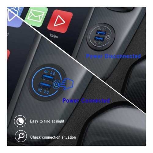 Interruptor Táctil Coche Dual Usb Cargador Enchufe