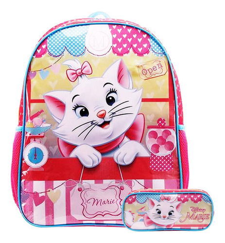 Mochila Infantil Gata Marie Tamanho M  Estojo