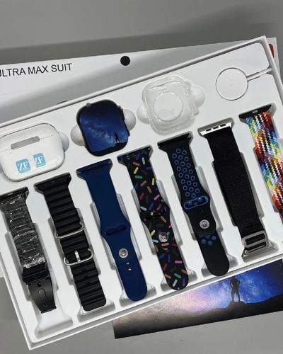 Smartwatch I20 Ultra Max Suit - Audifono/ 7 Correas Caja Negro Diseño De La Malla Silicona - Metal - Nylon