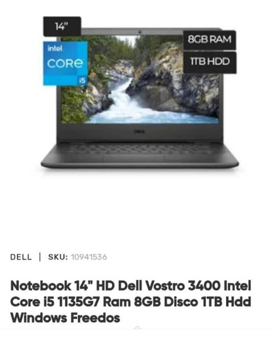 Remato Laptop Dell Vostro 3400 14 Hd 8gb Ram 1 Tb Core I5