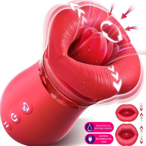 Massageador Elétrico Profissional Max Vácuo E Língua 4 Em 1 Vermelho