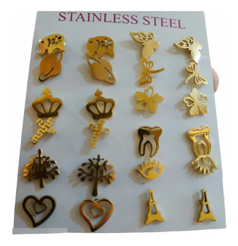 Aretes Acero Inoxidable Mayoreo 12 Pares Regalo