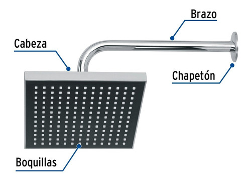 Regadera Cuadrada Abs 8´´ Acabado Cromo + Envio Gratis