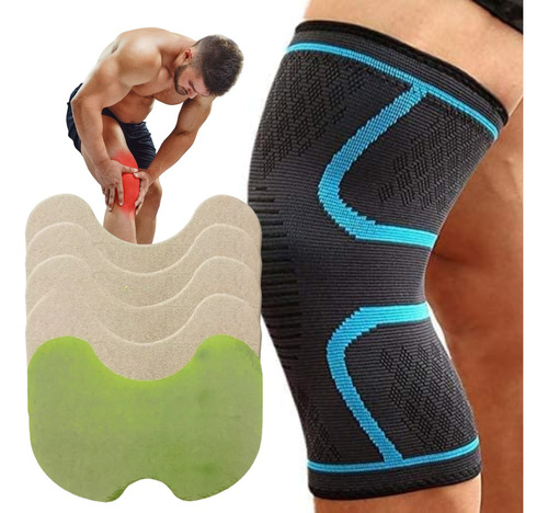 Rodillera Elástica + 10 Parches Calientes Dolor Muscular Rod