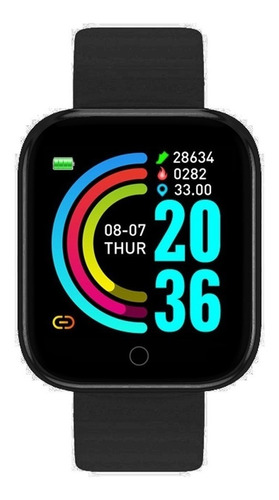 Smartwatch Relógio Inteligente D20 Pro Y68 Black Monitor 