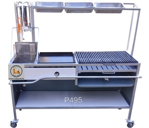 Carrito De Comida Freidora Cortador Asador Con Plancha P495