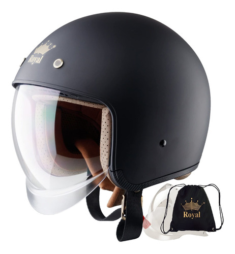 Royal M139 Casco De Cara Descubierta Para Motociclismo Apro.